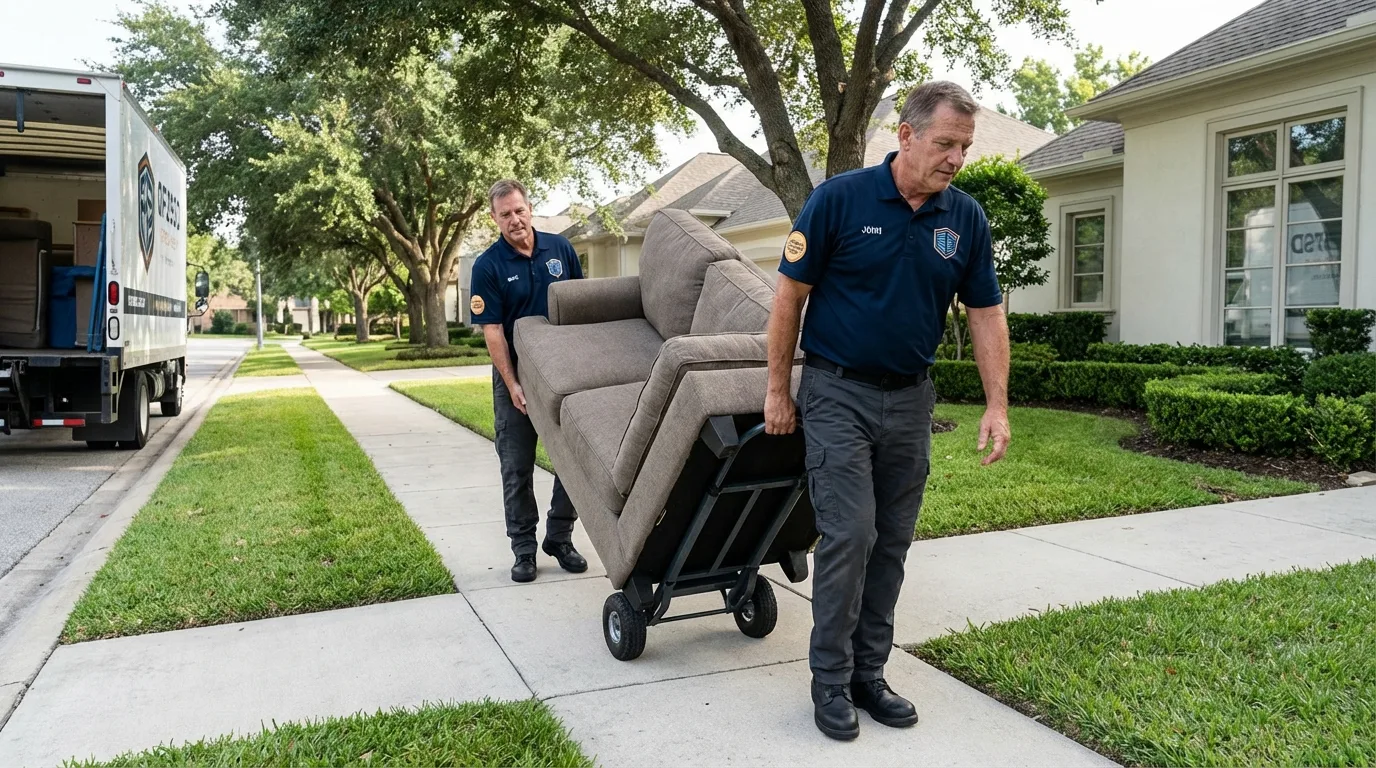 Local residential moving crew loading furniture in Los Alamitos, CA